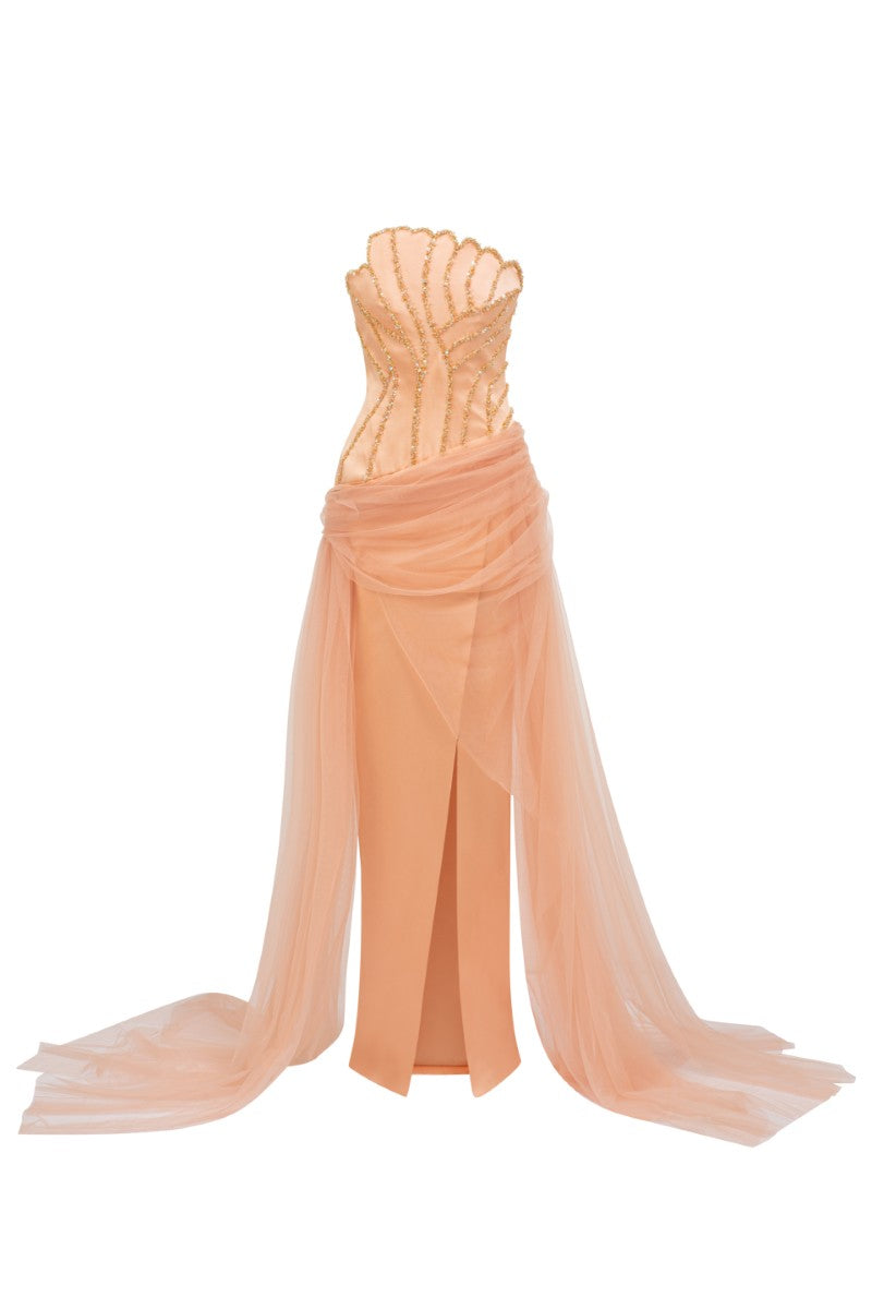 CAPUCINE SILK TAFFETA AND TULLE GOWN - CULT MIA
