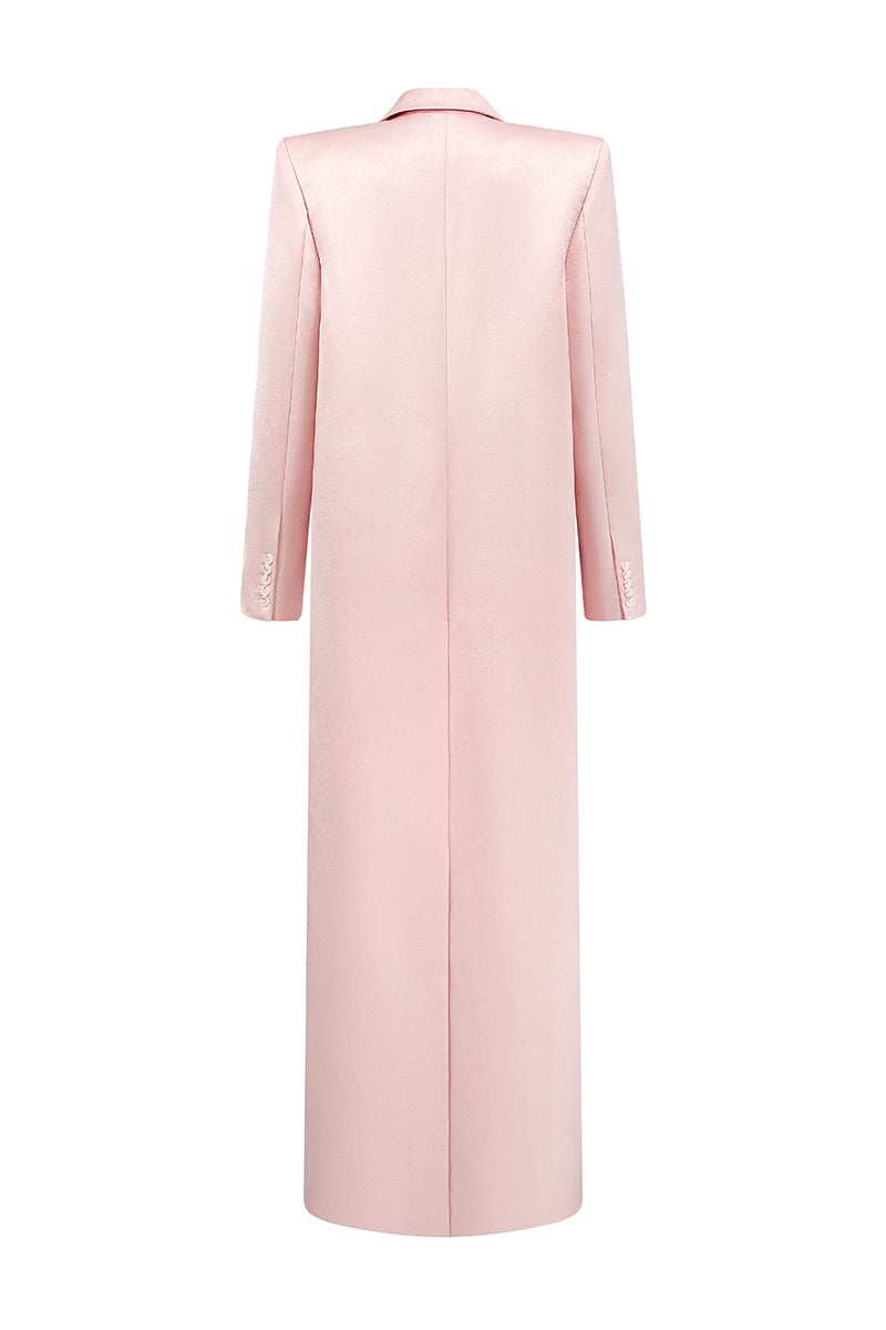 DOUBLE-BREASTED LONG COAT IN LIGHT PINK - CULT MIA