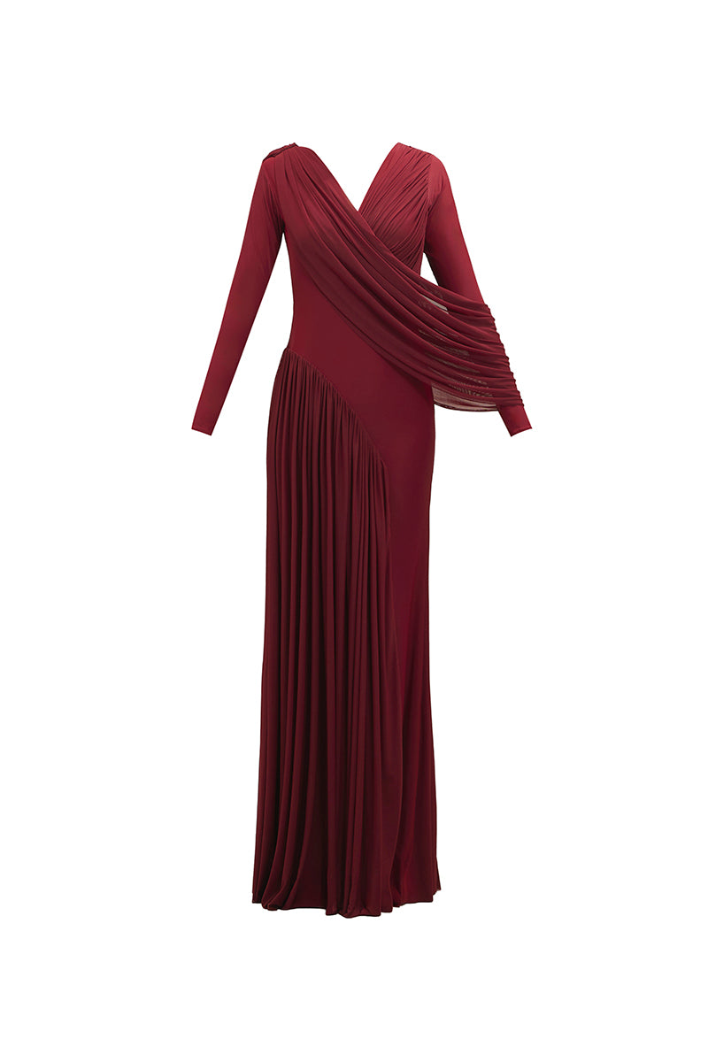 deme burgundy dress Size S Burgundy Dress with Scarf Detail by Deme By Gabriella