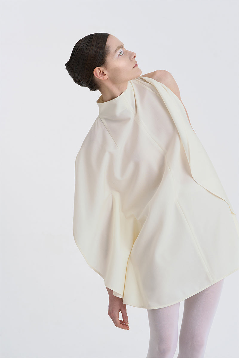 FILANTE CAPE WOOL BLOUSE IN IVORY - CULT MIA