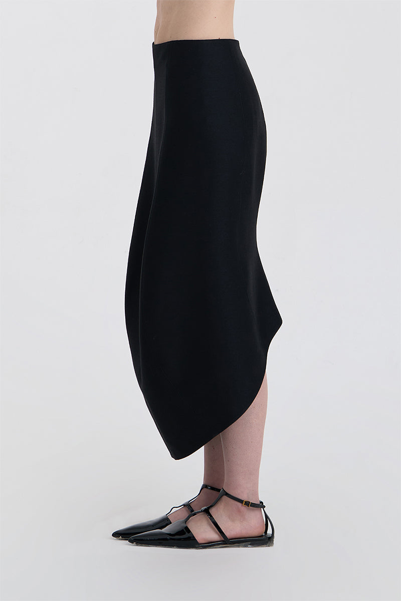 MORPH WOOL SILK SKIRT IN BLACK - CULT MIA