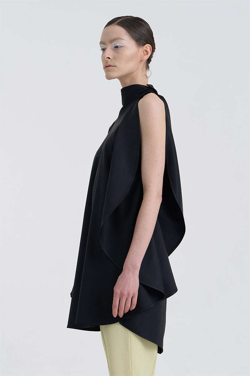 FILANTE CAPE WOOL BLOUSE IN BLACK - CULT MIA