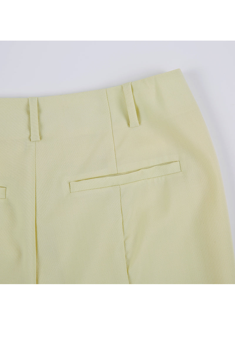 HIGH-WAISTED FLARED WOOL PANTS IN LEMON - CULT MIA