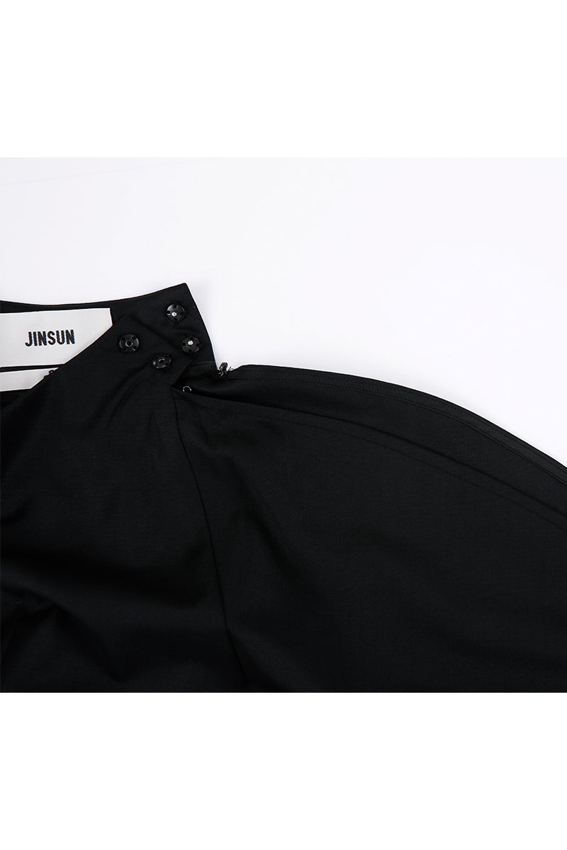 FILANTE CAPE WOOL BLOUSE IN BLACK - CULT MIA