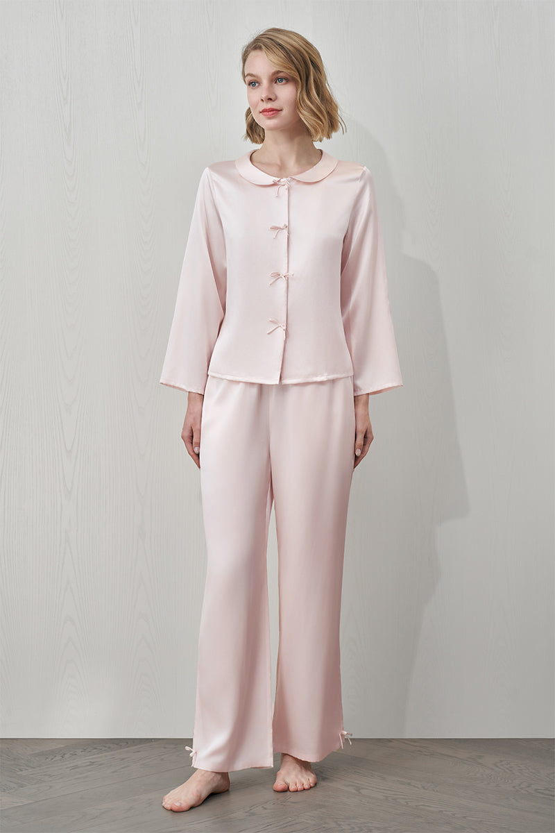 DUCHESS SILK PAJAMA SET IN PINK - CULT MIA