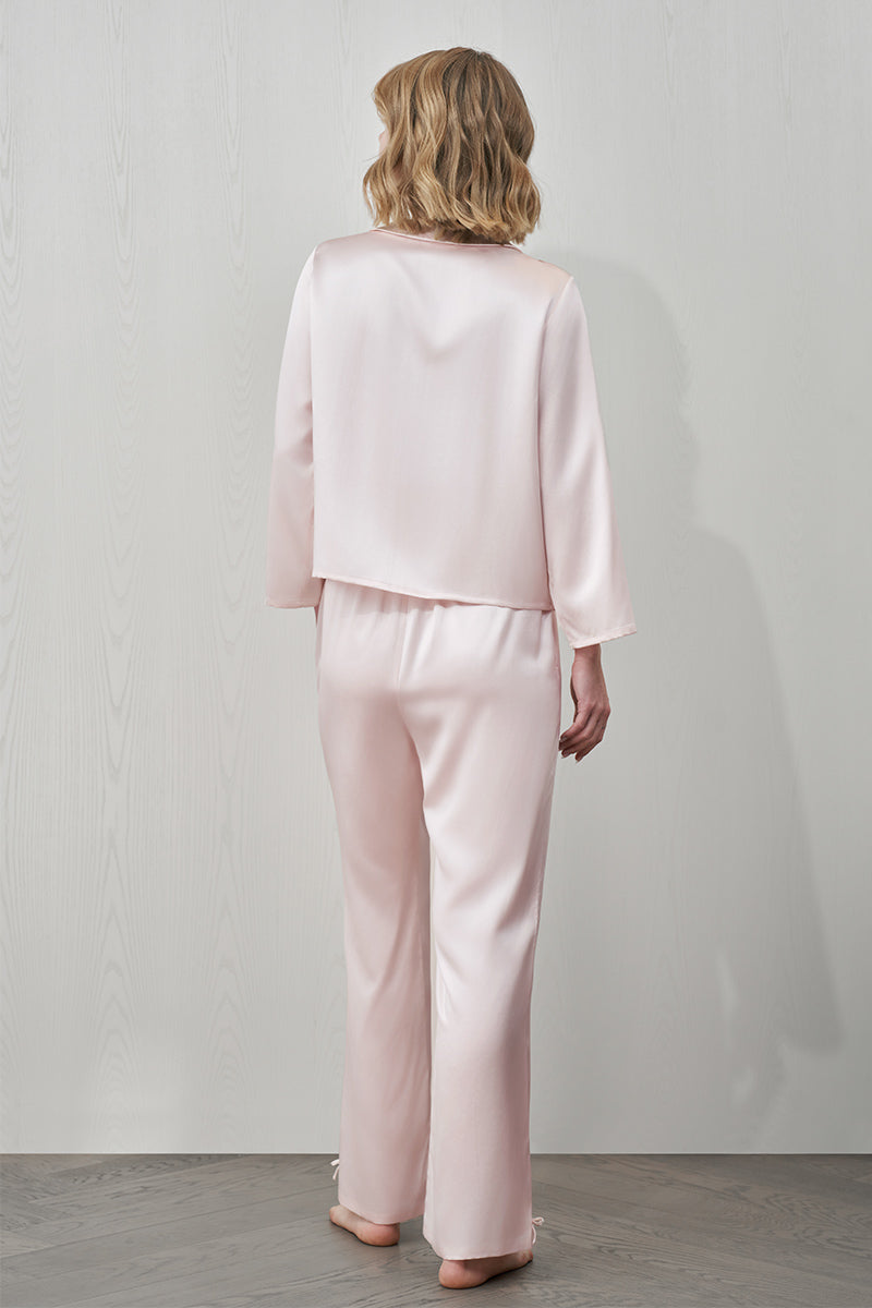 DUCHESS SILK PAJAMA SET IN PINK - CULT MIA