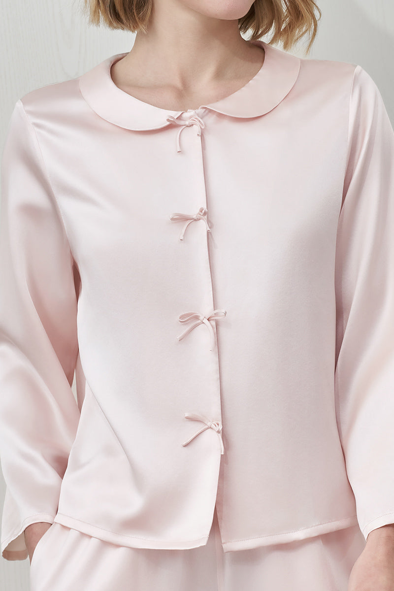 DUCHESS SILK PAJAMA SET IN PINK - CULT MIA