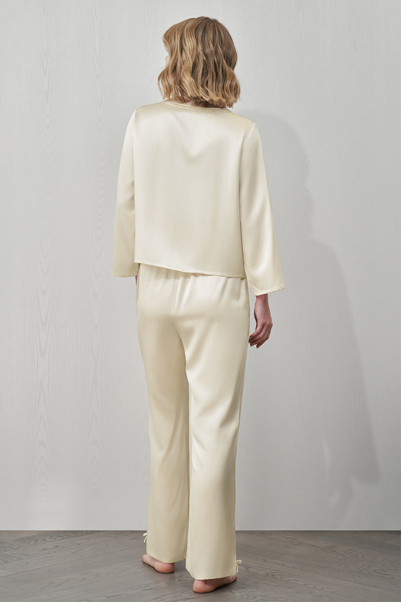 DUCHESS SILK PAJAMA SET IN YELLOW - CULT MIA