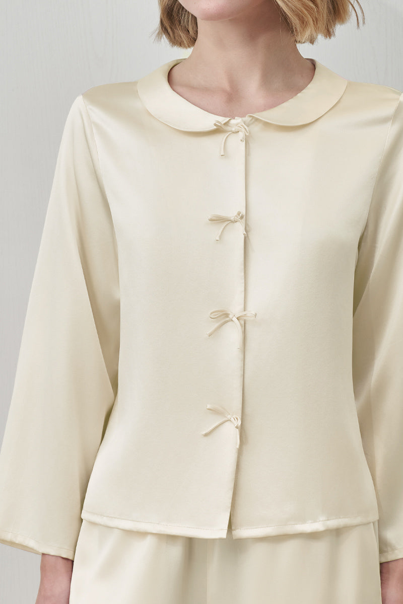 DUCHESS SILK PAJAMA SET IN YELLOW - CULT MIA