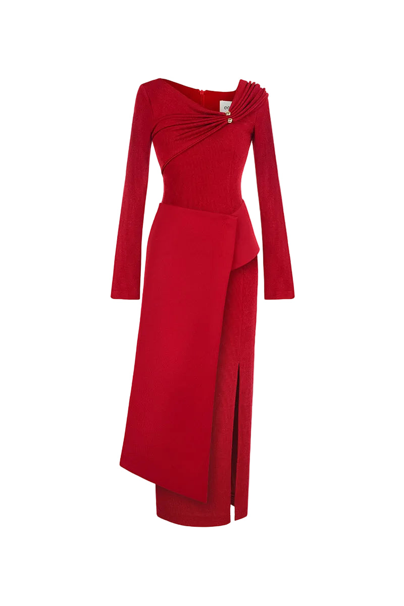 TWINKLE KNIT MIDI DRESS IN RED | CULT MIA