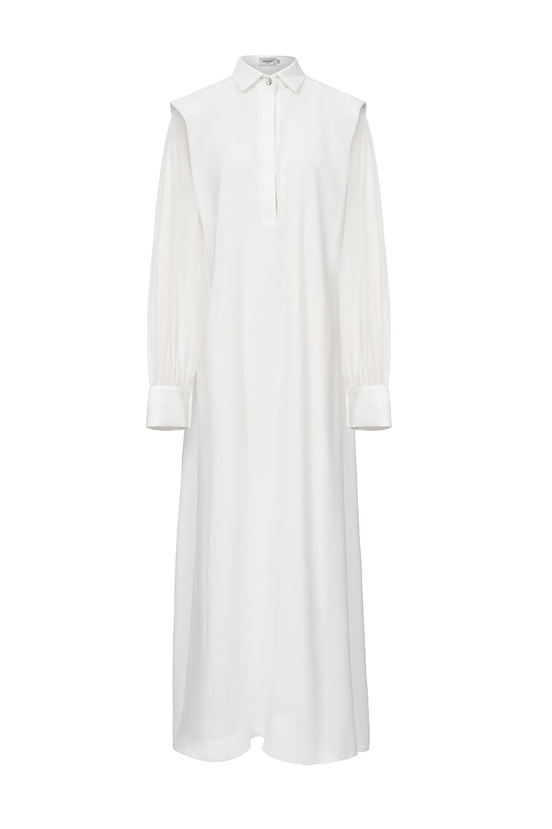 chiffon shirt dress CRINKLE CHIFFON DRESS IN WHITE | CULT MIA