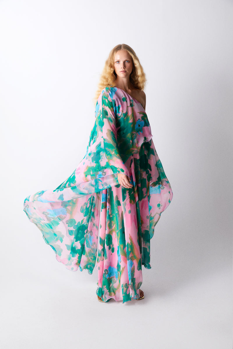 ELLE DRESS IN SOFT PINK AND GREEN - CULT MIA