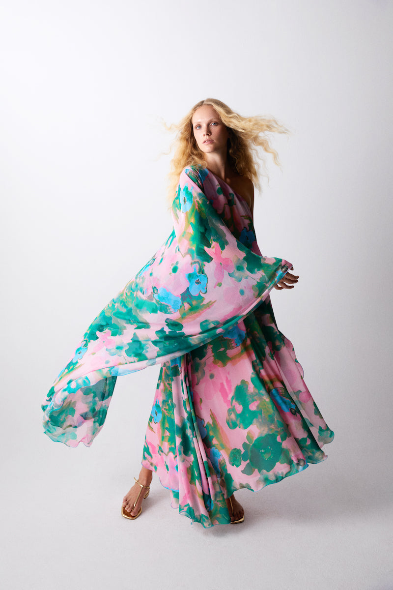 ELLE DRESS IN SOFT PINK AND GREEN - CULT MIA