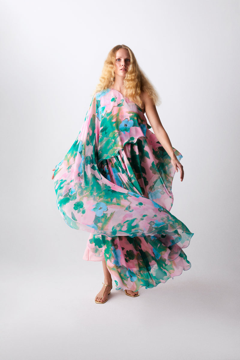 ELLE DRESS IN SOFT PINK AND GREEN - CULT MIA