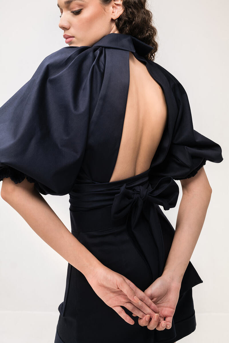 ELARA CROPTOP IN NAVY BLUE - CULT MIA