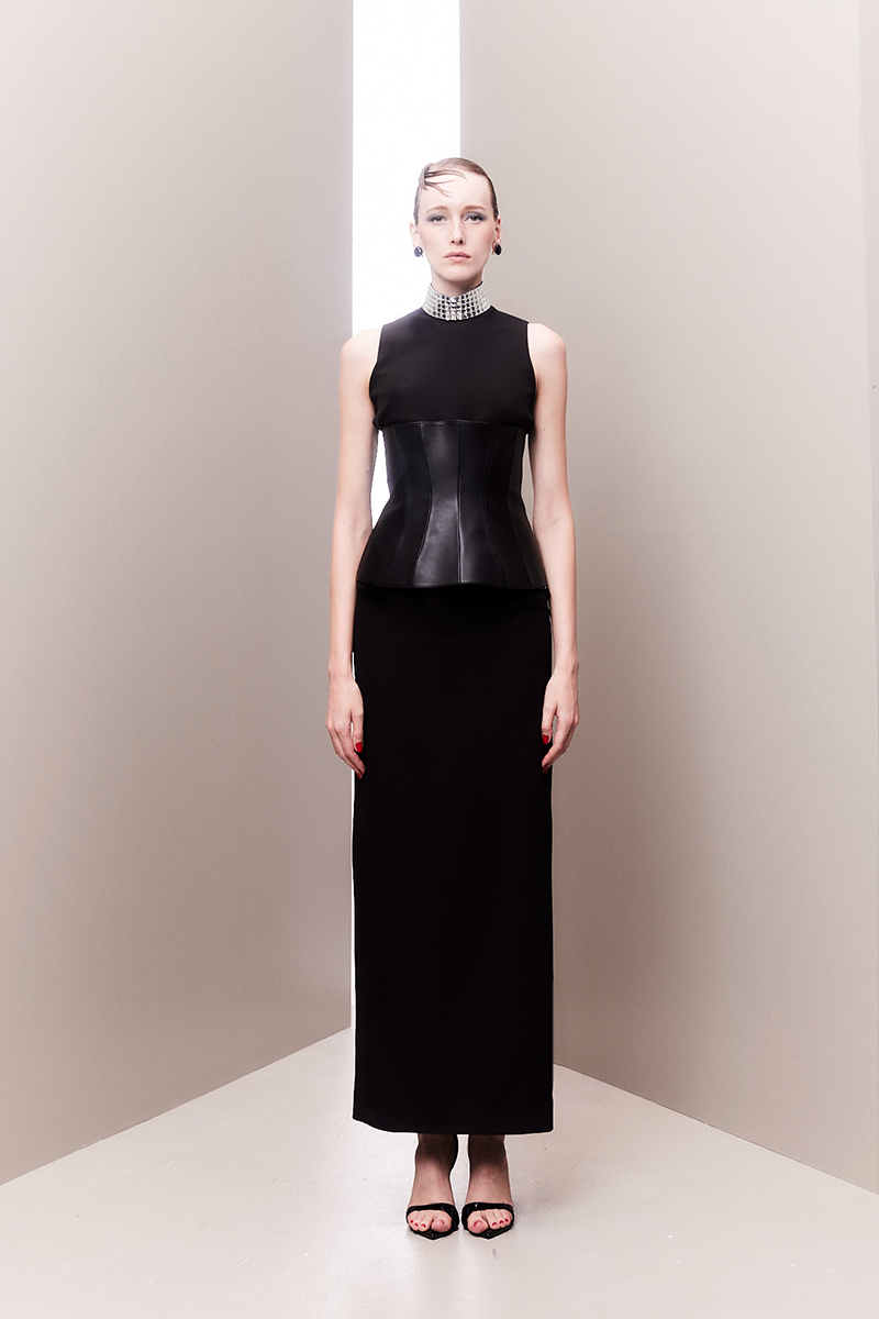 GLAMOUROUS MIRROR-EMBELLISHED GOWN WITH VEGAN CORSET BELT - CULT MIA
