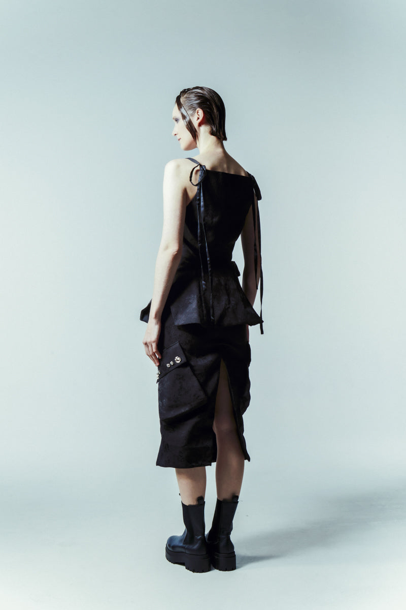 BLACK JACQUARD TOP - CULT MIA