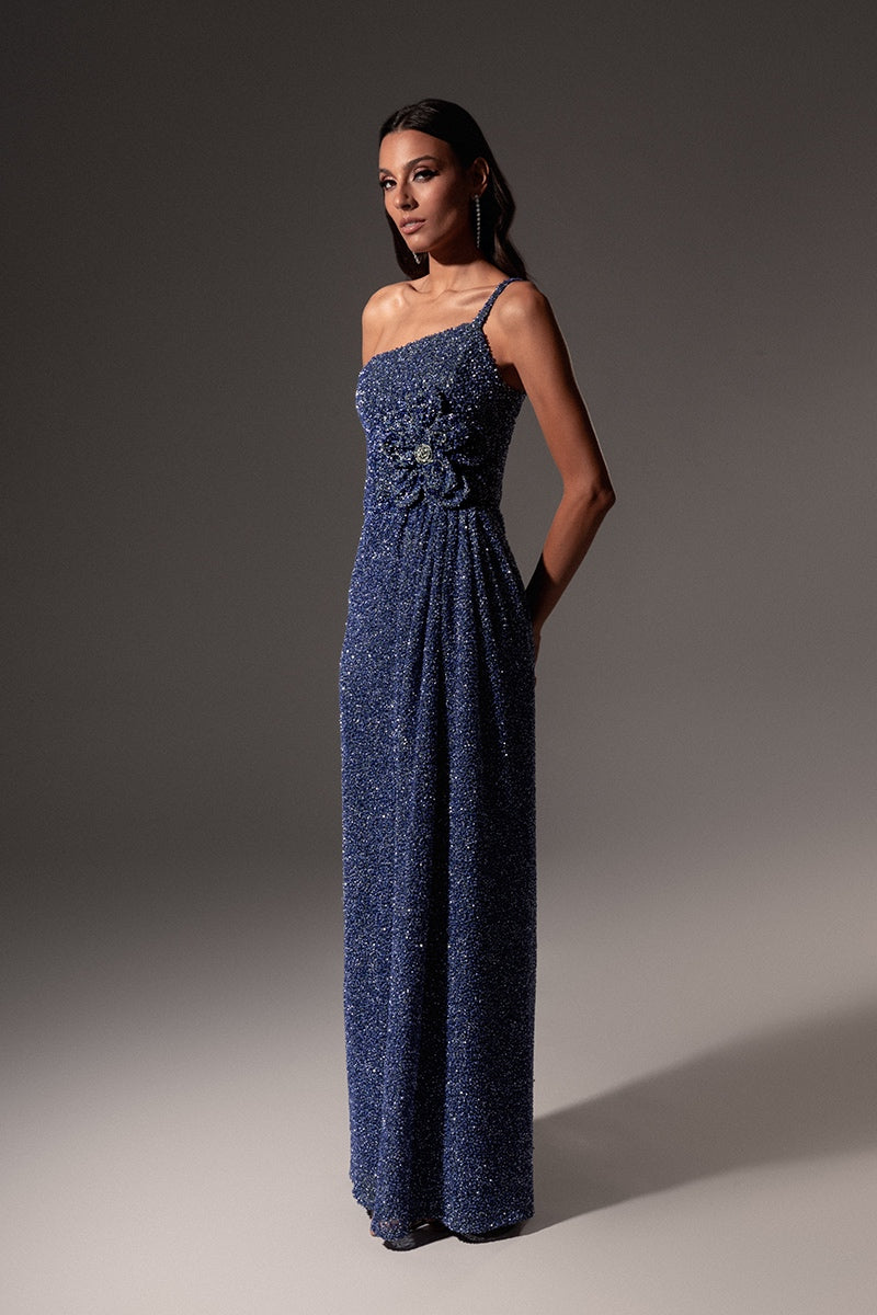 CULT MIA X MONIKA DIMOVA SEQUIN SILK EMBROIDERED GOWN - CULT MIA