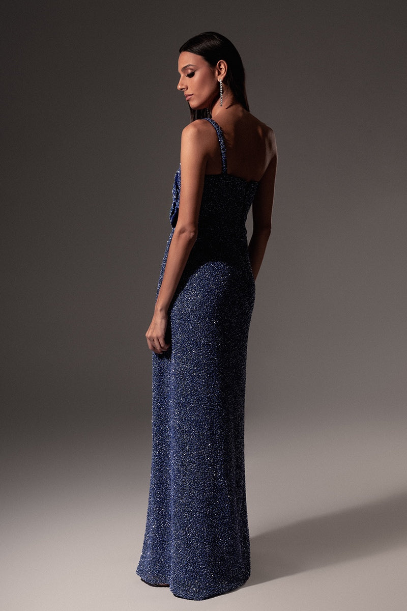 CULT MIA X MONIKA DIMOVA SEQUIN SILK EMBROIDERED GOWN - CULT MIA