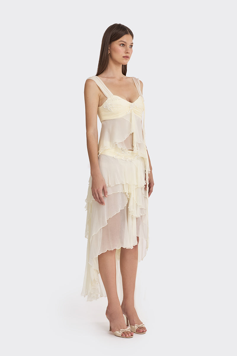 FAIRY LACE MINI TOP IN LIGHT YELLOW - CULT MIA