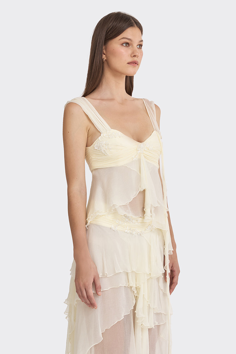 FAIRY LACE MINI TOP IN LIGHT YELLOW - CULT MIA
