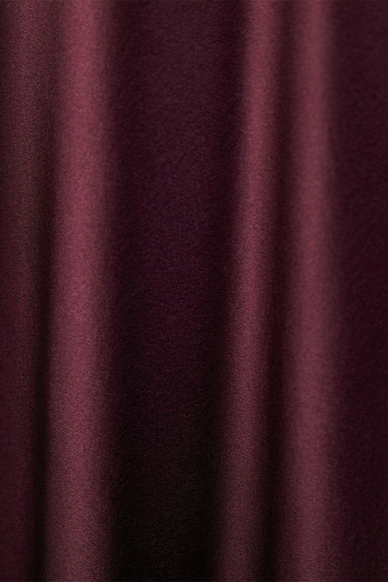 FIESTA FEATHER LONG DRESS IN BURGUNDY RED - CULT MIA