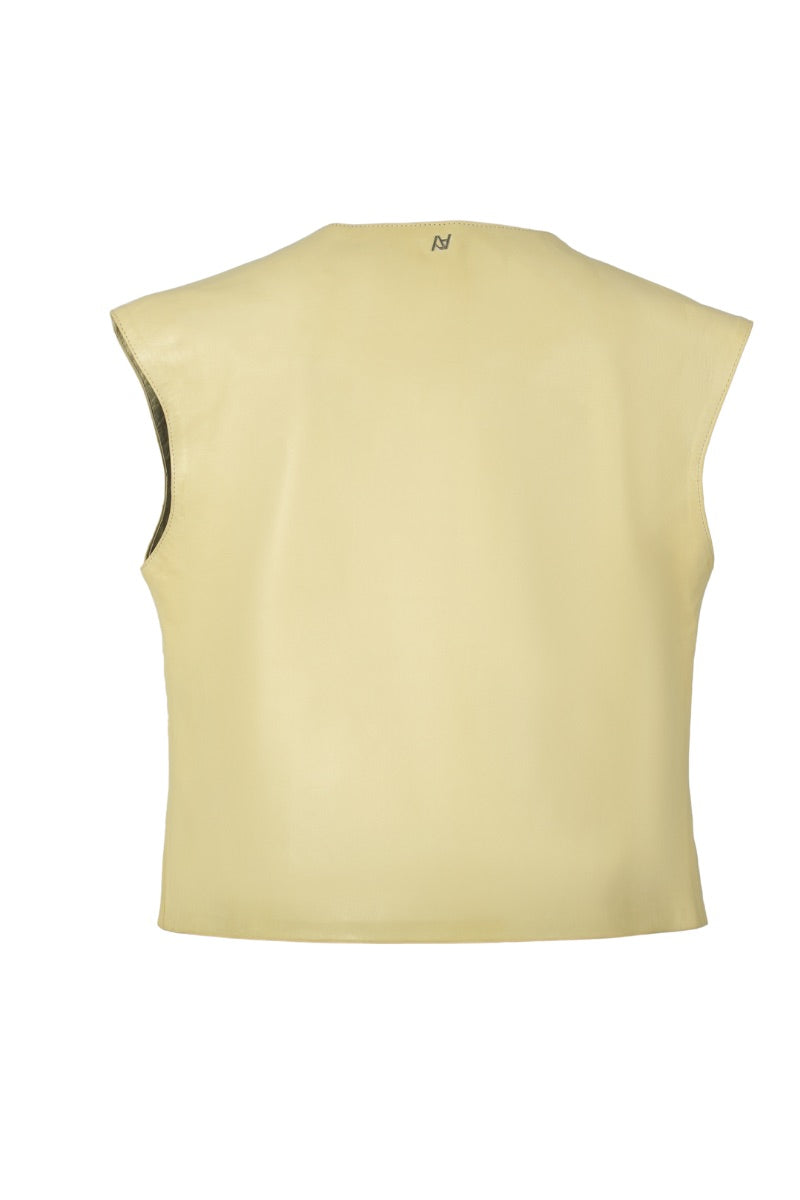 FIONA LEATHER TOP IN BUTTER YELLOW - CULT MIA