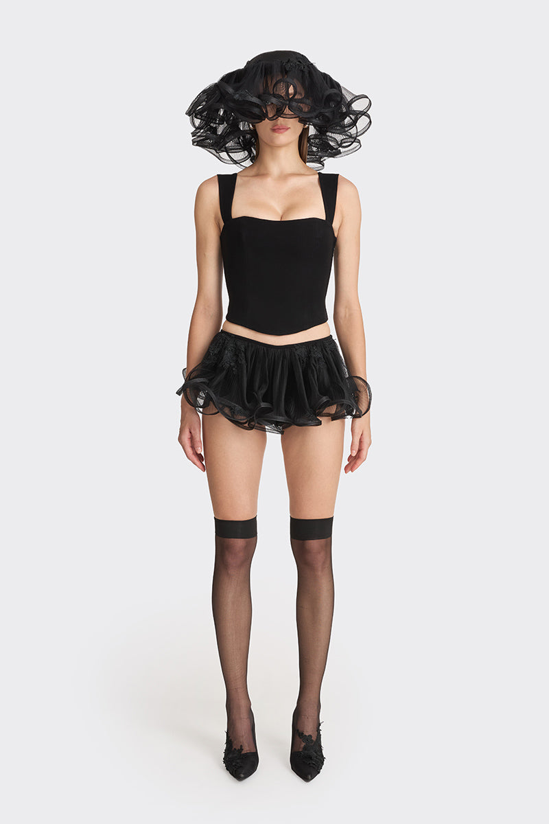 FITTED BLACK CORSET BUSTIER - CULT MIA