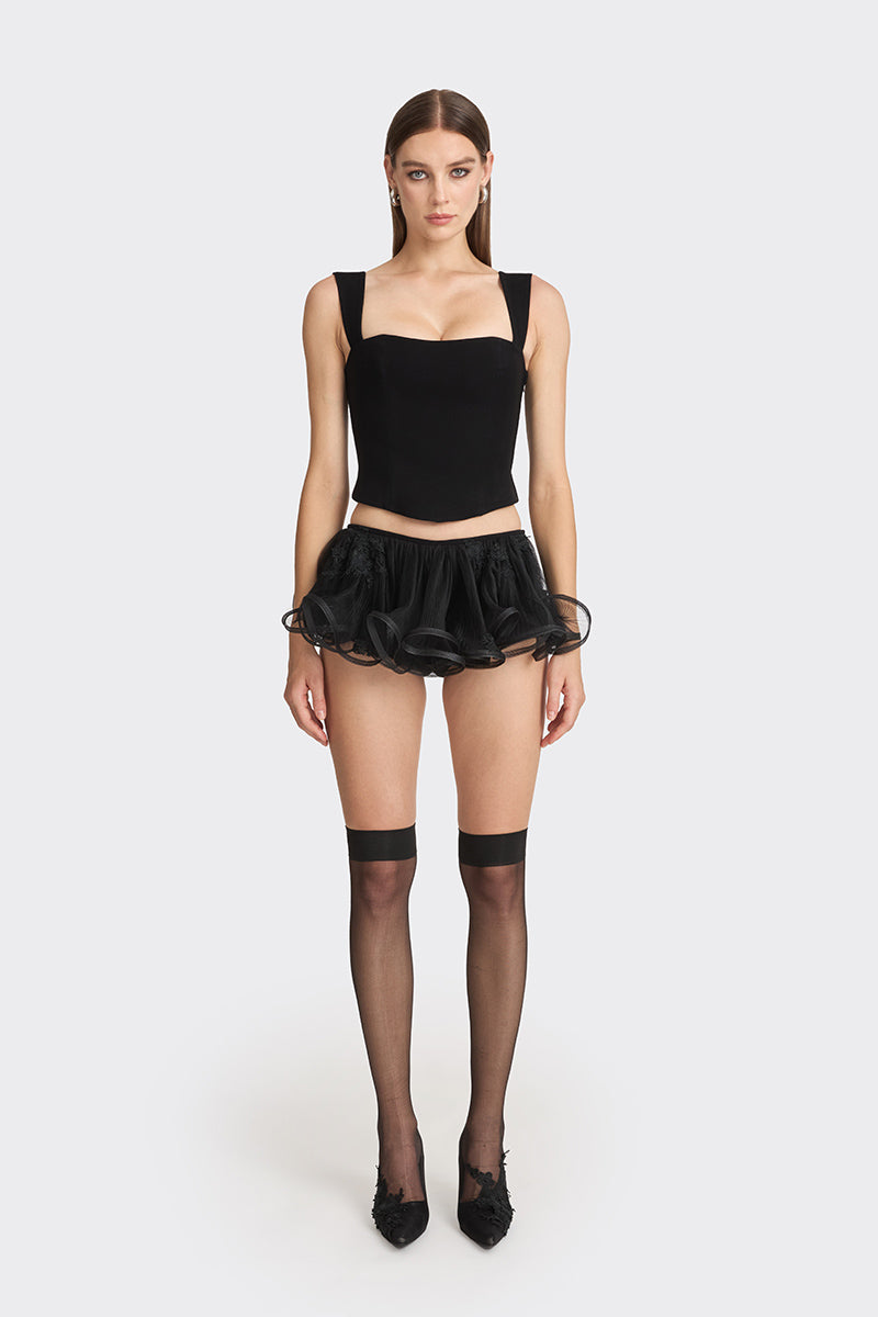 FITTED BLACK CORSET BUSTIER - CULT MIA