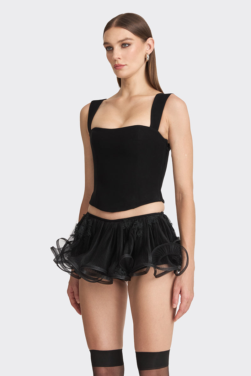 FITTED BLACK CORSET BUSTIER - CULT MIA