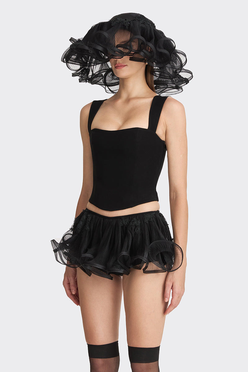 FITTED BLACK CORSET BUSTIER - CULT MIA