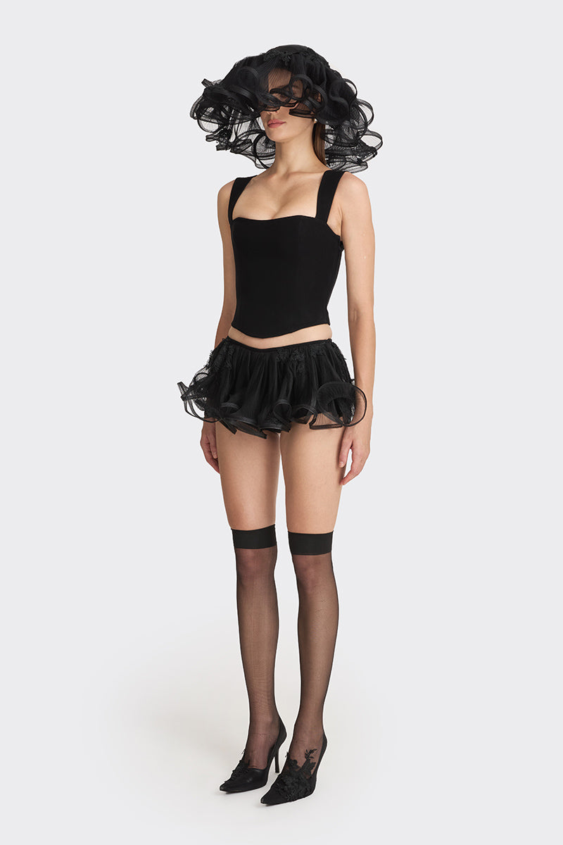 FITTED BLACK CORSET BUSTIER - CULT MIA
