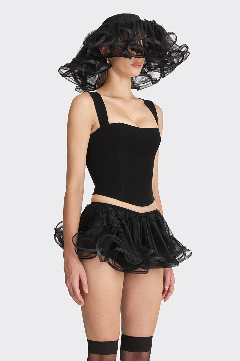 FITTED BLACK CORSET BUSTIER - CULT MIA