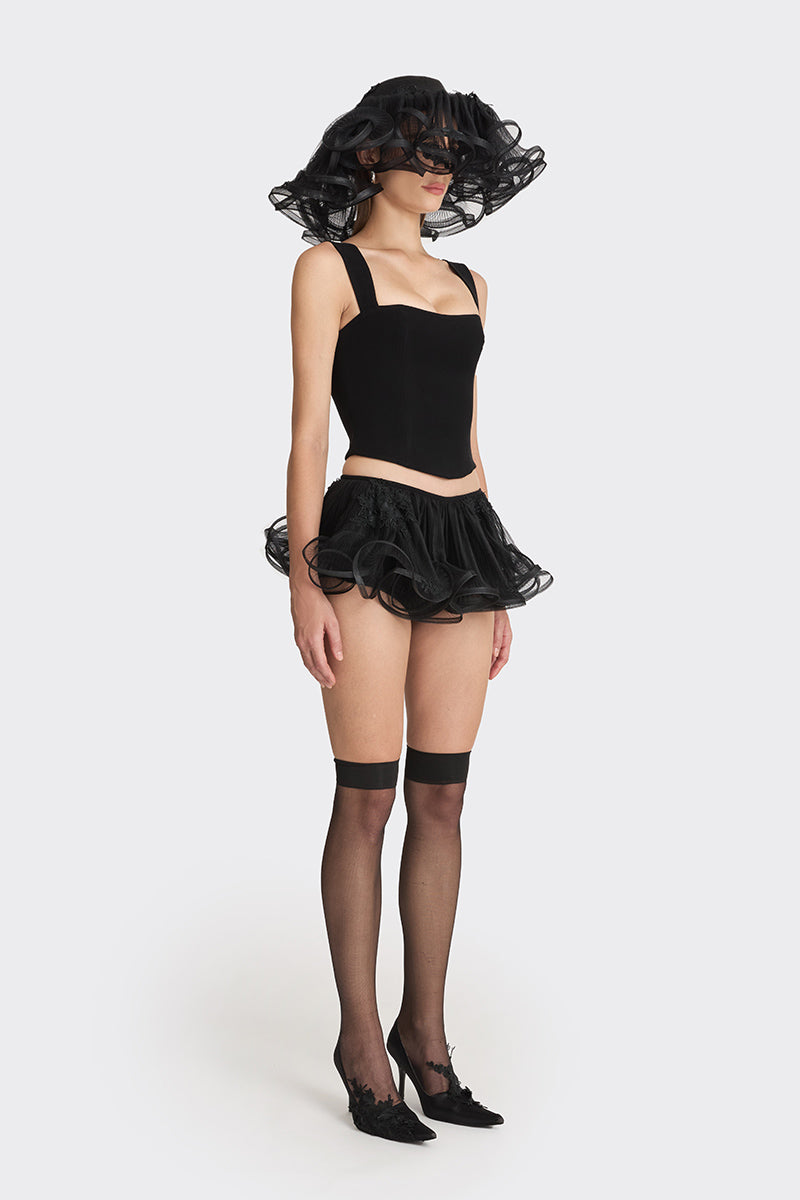 FITTED BLACK CORSET BUSTIER - CULT MIA