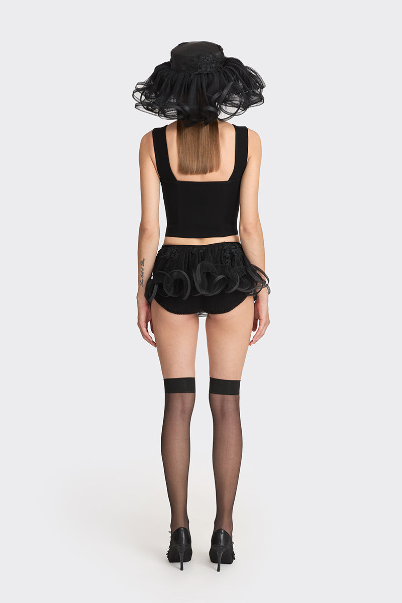 FITTED BLACK CORSET BUSTIER - CULT MIA