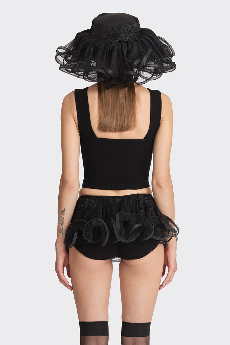 FITTED BLACK CORSET BUSTIER - CULT MIA
