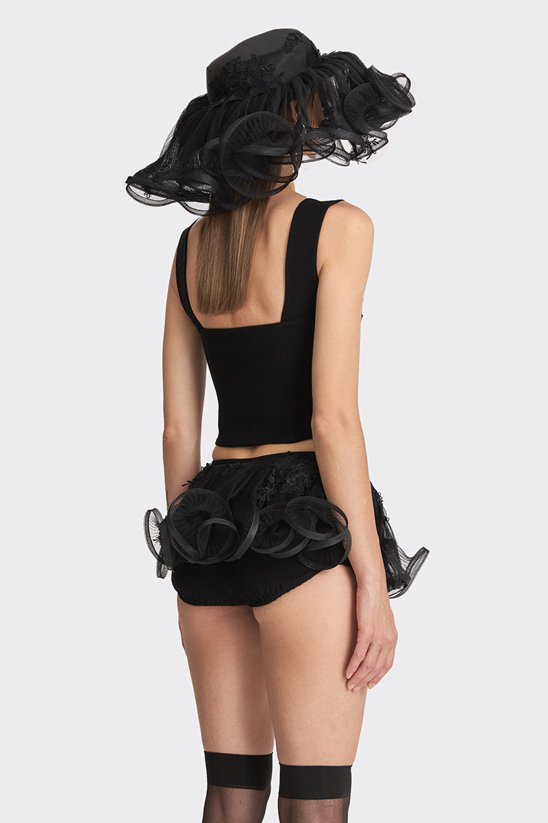 FITTED BLACK CORSET BUSTIER - CULT MIA