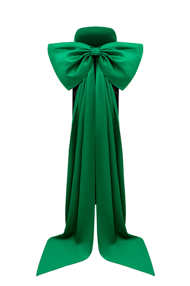BUSTIER MIDI DRESS IN BLACK AND EMERALD - CULT MIA