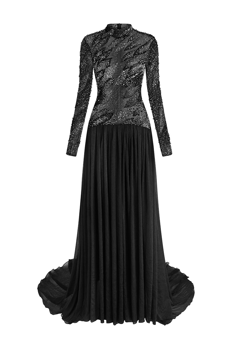 WINGED GRACE GOWN IN BLACK - CULT MIA