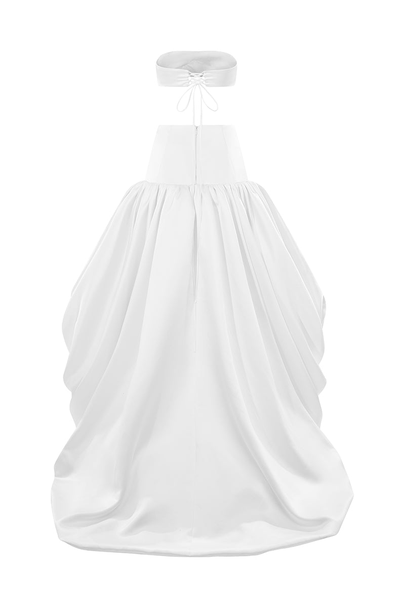 DRAPED BANDEAU TOP AND BALLOON SKIRT IN WHITE - CULT MIA