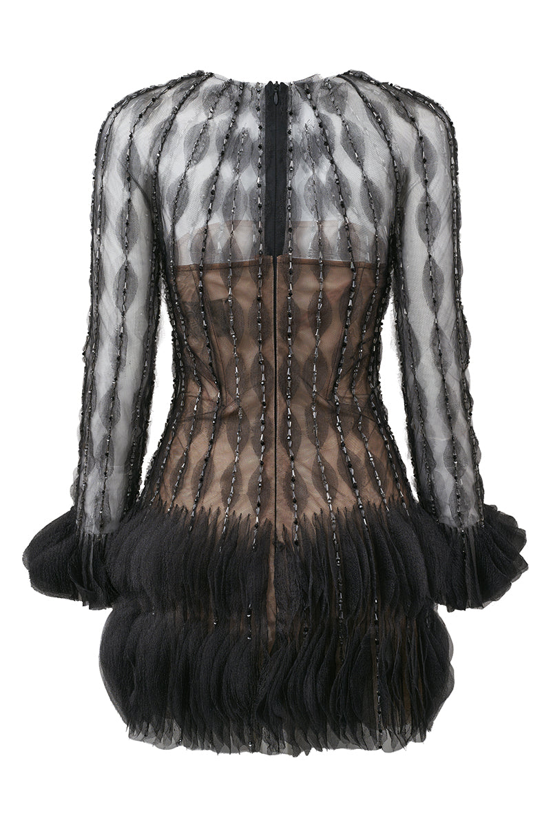 BUSTIER COCKTAIL DRESS IN BLACK - CULT MIA