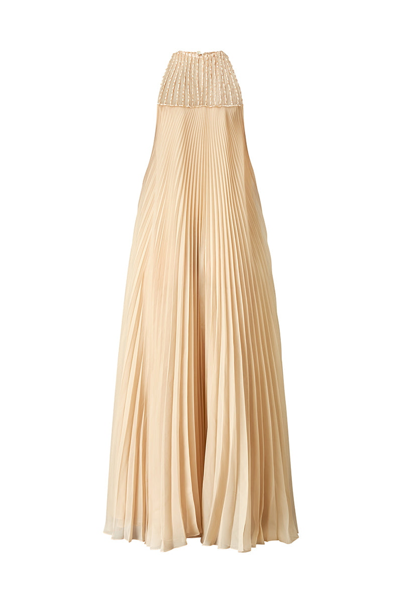 MAXI RELAXED PLEATING DRESS WITH HAND EMBROIDERY | CULT MIA | Phan Huy MAXI RELAXED PLEATING DRESS WITH HAND EMBROIDERY | CULT MIA | Phan Huy