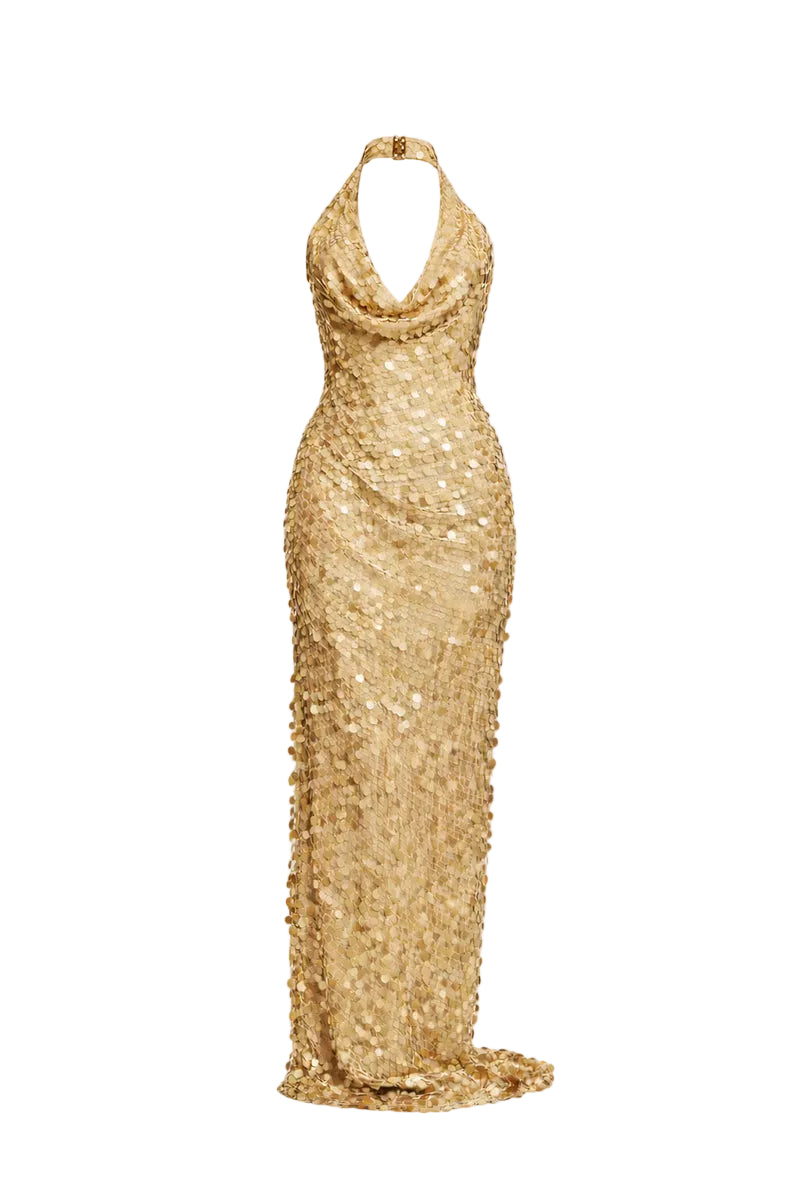 URBAN MUSE GOLDSHORE MAXI DRESS IN GOLD | Cult Mia URBAN MUSE GOLDSHORE MAXI DRESS IN GOLD | Cult Mia