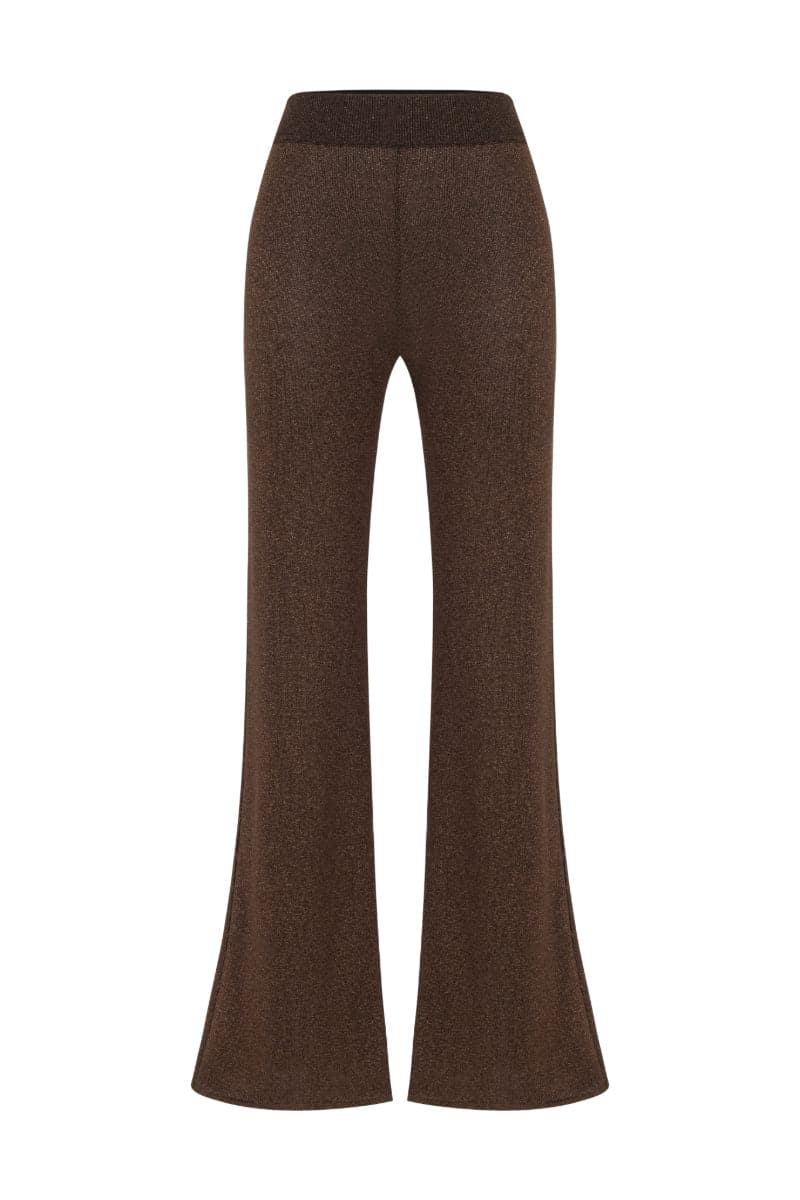 GAIA CHOCOLATE SPARKLE FLARE PANTS - CULT MIA