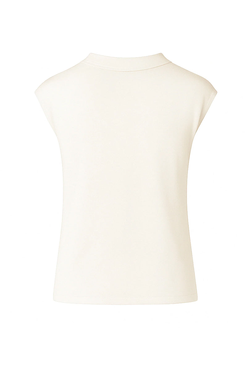 JERSEY TOP WITH GOLD HARDWARE IN IVORY - CULT MIA