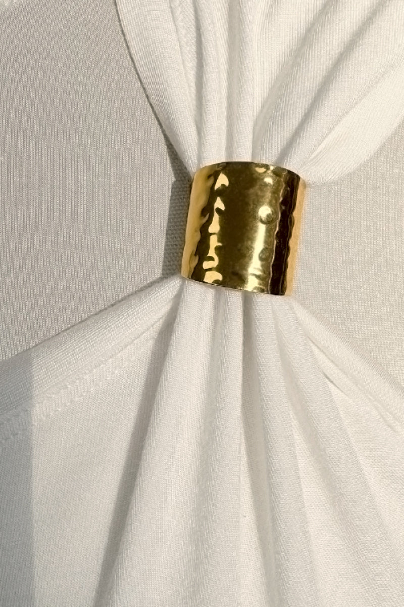 JERSEY TOP WITH GOLD HARDWARE IN IVORY - CULT MIA