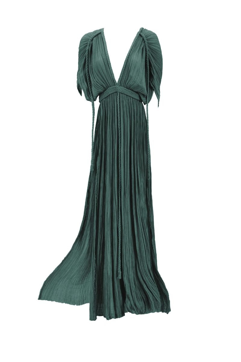 ghost emerald green dress Satin Maxi Dress Ghost Emerald Green Dress Marilou Green Ruched Satin Maxi Dress, L Green