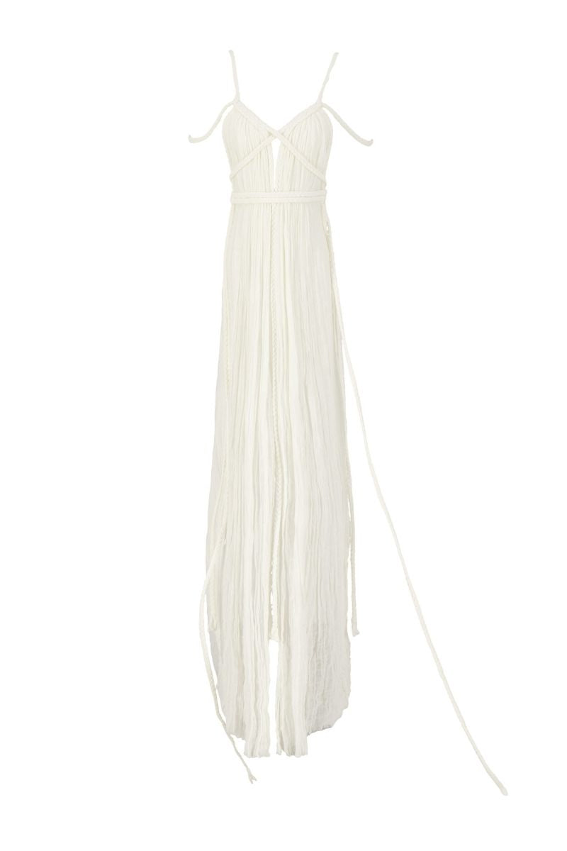 aphrodite maxi dress ba&sh - Short Sleeve Round Collar Dress Aphrodite for Women - Off-white