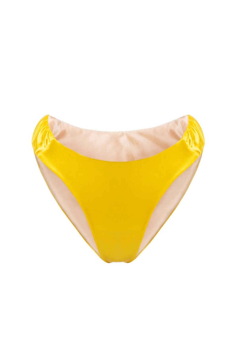 GINA GLOSSY BIKINI BOTTOM IN SICILY YELLOW - CULT MIA