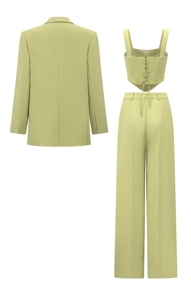 GRAINNE GREEN TUYTSI STRAIGHT THREE PIECE SET - CULT MIA